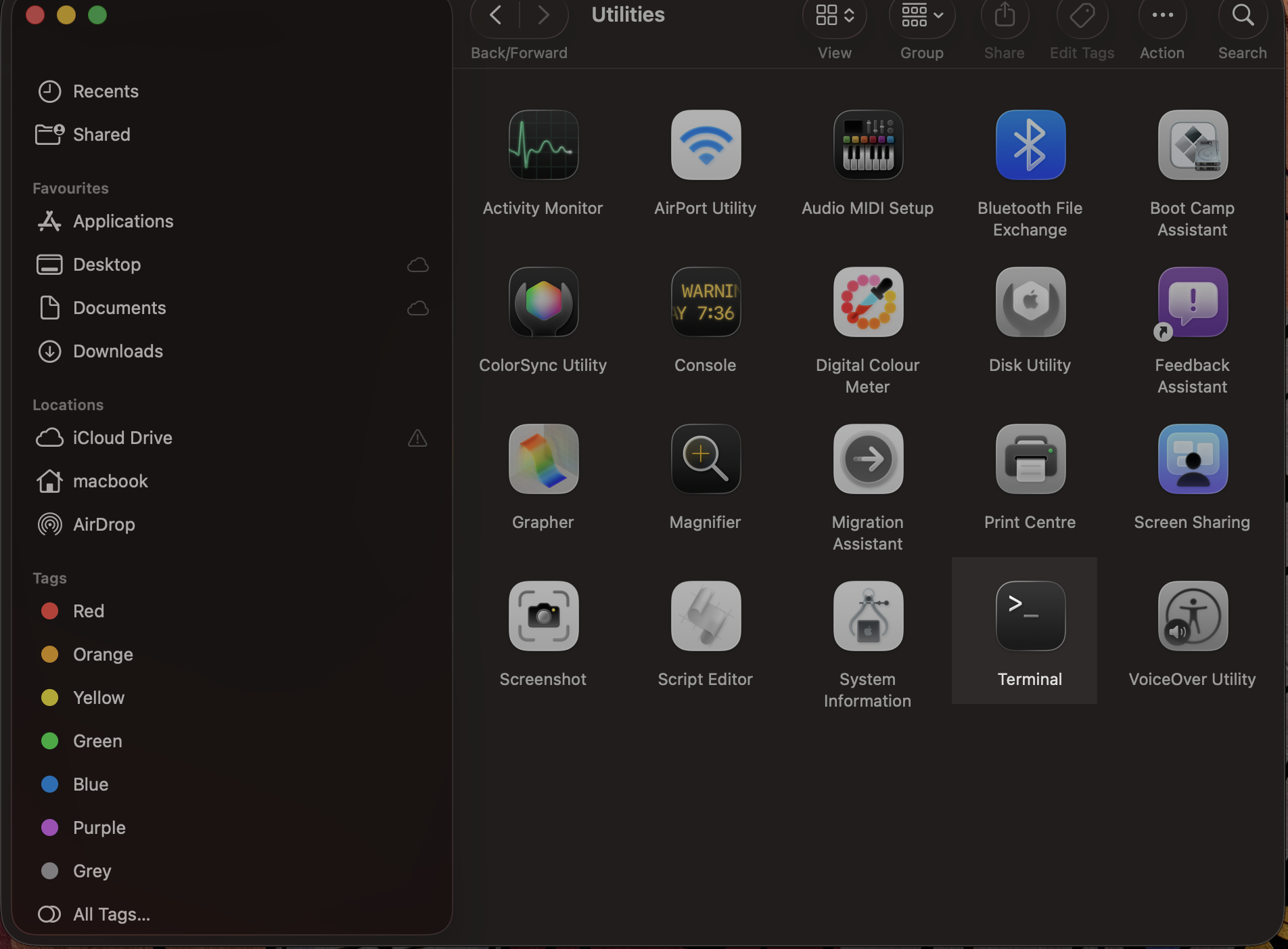 navigate to Applications > Utilities